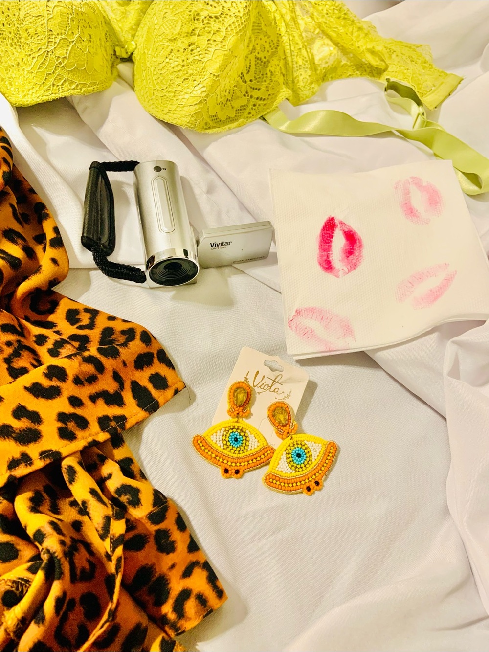 9/19Yellow Beaded Evil Eye Drop Earrings